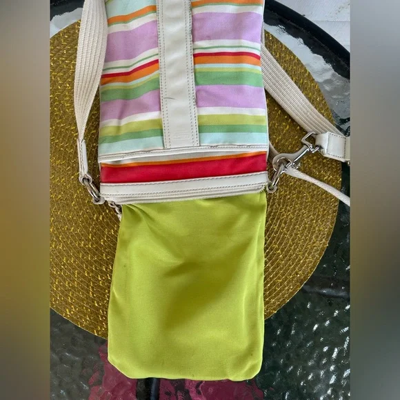 COACH BEACH MULTICOLORED STRIPED SWINGBACK CROSSBODY. EUC one pen mark on front. - Picture 11 of 11
